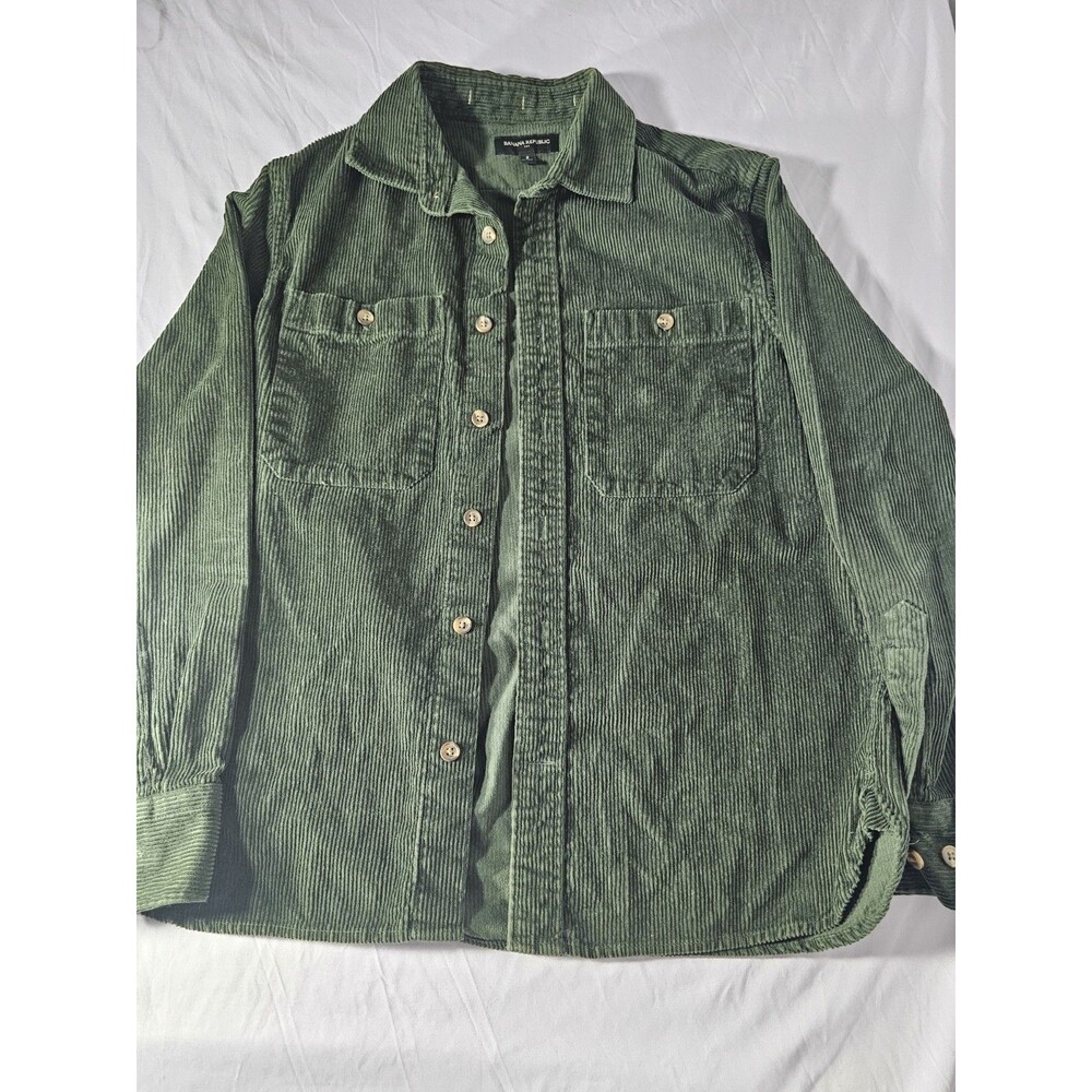 Banana Republic Corduroy Shirt Jacket Shacket small Dark Green Wide Wale Cotton